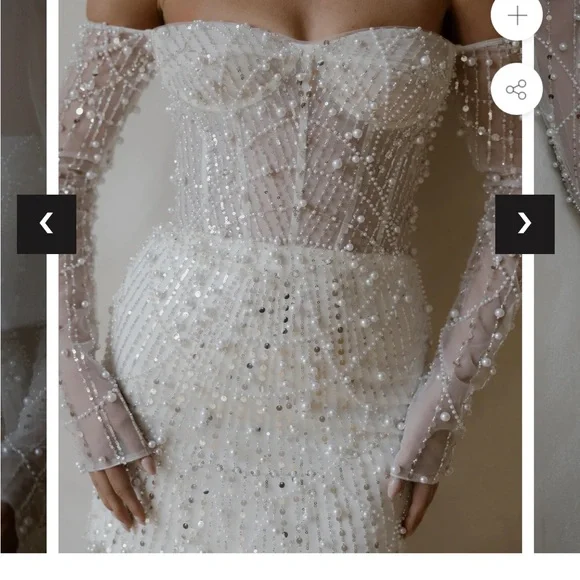 UNTAMED PETALS BY AMANDA JUDGE White Beaded Off-Shoulder Mini Dress - Picture 3 of 7